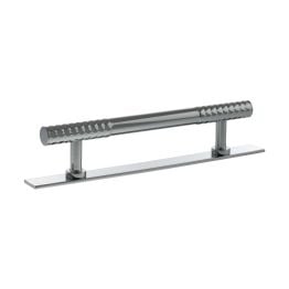 Millhouse Brass Chrysler Diamond T-Bar Cabinet Pull Handle on Backplate 128mm - Polished Chrome