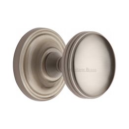 Heritage Brass Mortice Knob on Rose Whitehall Design Satin Nickel finish