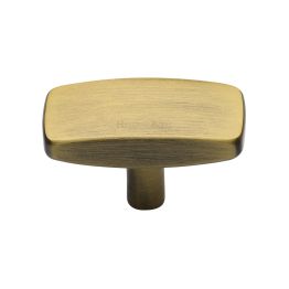 Heritage Brass Cabinet Knob Rectangular Design 41mm Antique Brass finish