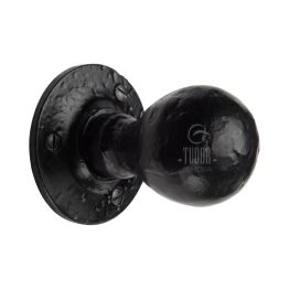 The Tudor Mortice Knob on Rose Ball Design Black Iron