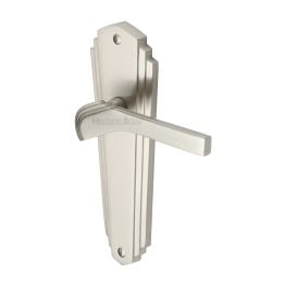 Heritage Brass Door Handle Lever Latch Waldorf Design Satin Nickel finish