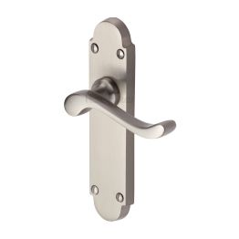 Heritage Brass Door Handle Lever Latch Savoy Design Satin Nickel finish