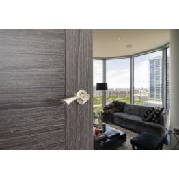 Eco Aqua Aluminium Lever Door Handle on Round Rose - Satin Nickel/Polished Nickel