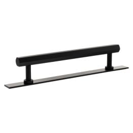 Millhouse Brass Pennington Hexagonal T-Bar Cabinet Pull Handle on Backplate 160mm - Matt Black