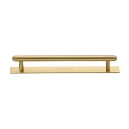 Heritage Brass Cabinet Pull Step Design with Plate 160mm CTC Satin Brass Finish