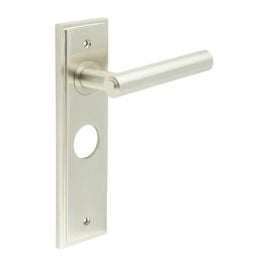 Richmond Door Handle Bathroom Backplate Satin Nickel - By Frelan Hardware - BUR45KIT322