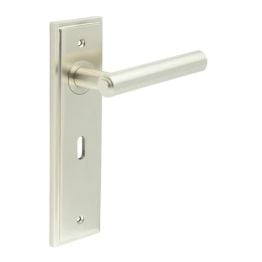 Richmond Door Handle Lock Backplate Satin Nickel - By Frelan Hardware - BUR45KIT321