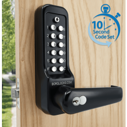Borg BL7701 MG Pro ECP - Heavy Duty, High Traffic - Easicode Pro Flat Bar Lever Handle Keypad With Sfic Key Override & Flat Bar Inside Handle, 60mm Tubular Latch, MG Pro (Black) Finish