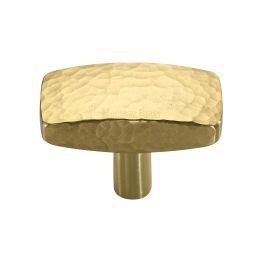 Heritage Brass Cabinet Knob Rectangular Hammered Design 41mm Polished Brass finish