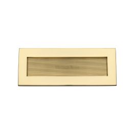 Heritage Brass Reeded Letterplate 10" x 4" Polished Brass finishUK Registered Design Number 6202495