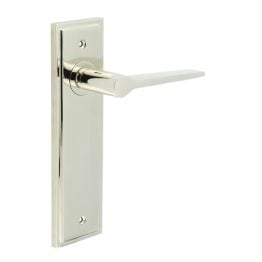 Knightbridge Door Handle Latch Backplate Polished Nickel - By Frelan Hardware - BUR20KIT164