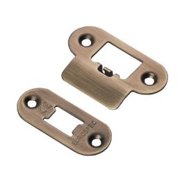 Forend Strike & Fixing Pack To Suit Heavy Duty Tubular Latch Radius - Antique Brass