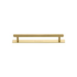 Heritage Brass Cabinet Pull Knurled Design with Plate 96mm CTC Satin Brass Finish