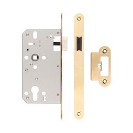 72mm Satin Brass Din Euro Latch Radiused 60mm Backset - By Frelan Hardware - JL-DL60RSB
