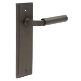Westminster Door Handle Latch Backplate Dark Bronze - By Frelan Hardware - BUR30KIT86