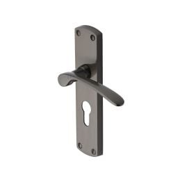 Heritage Brass Door Handle for Euro Profile Plate Diplomat Design Matt Bronze finish