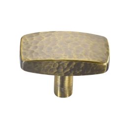 Heritage Brass Cabinet Knob Rectangular Hammered Design 41mm Antique Brass finish