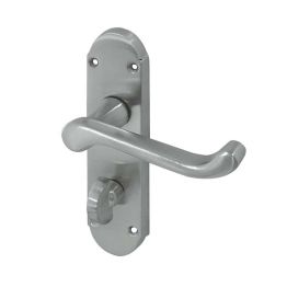 Epsom Suite Door Handle on Bathroom Plate Satin Chrome - By Frelan Hardware - JV250BSC