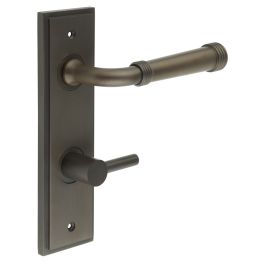 Highgate Door Handle Din Bathroom Backplate Dark Bronze & Turn & Release - By Frelan Hardware - BUR-35DB-456DB-82DB
