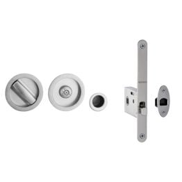 Jedo Bathroom Lock C/W Circular Furniture To suit doors 40 to 45mm Satin Chrome - By Frelan Hardware - JV825SC