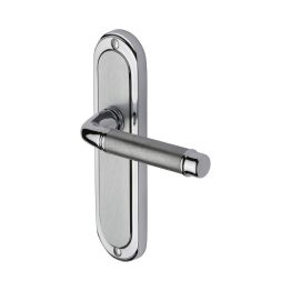 Heritage Brass Door Handle Lever Latch Saturn Design Apollo finish