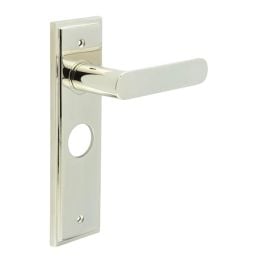 Kensington Door Handle Bathroom Backplate Polished Nickel - By Frelan Hardware - BUR25KIT166