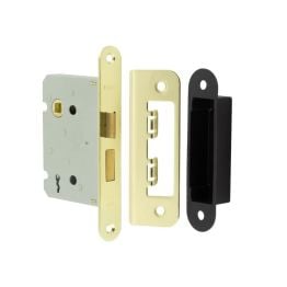 Jedo Kontrax 2 Lever Sashlocks with Radiused Forend & Strike Plate 76mm Electro Brassed - By Frelan Hardware - JL480REB