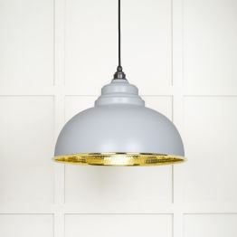 Hammered Brass Harborne Pendant in Birch