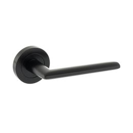 STATUS Alabama Lever Door Handle on Round Rose - Matt Black