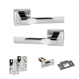 STATUS Kansas Door Handle Pack (Latch Set - 2.5" Latch, 3" Hinges x2) - Polished Chrome