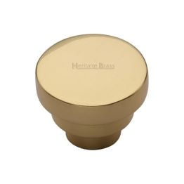 Heritage Brass Cabinet Knob Round Stepped Design 32mm Polished Brass finish