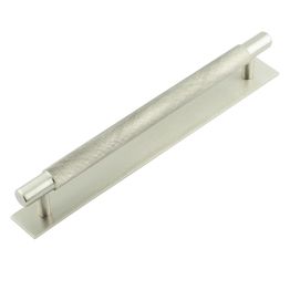 Hoxton Taplow Cabinet Handles 224mm Ctrs Plain Backplate Satin Nickel - By Frelan Hardware - HOX-2060SN-5060SN