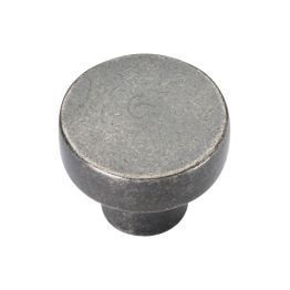 Rustic Pewter Cabinet Knob Round Disc Design 32mm