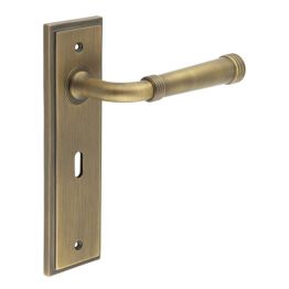 Highgate Door Handle Lock Backplate Antique Brass - By Frelan Hardware - BUR35KIT9