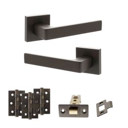 STATUS Montana Door Handle Pack (Latch Set - 2.5" CE Latch, 3" Fire Rated Hinges x3) - Urban Dark Bronze
