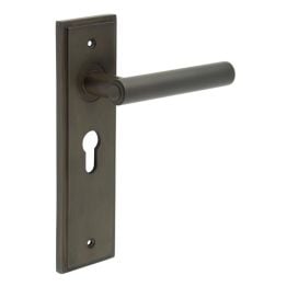 Richmond Door Handle Euro Backplate Dark Bronze - By Frelan Hardware - BUR45KIT89