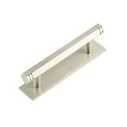 Hoxton Nile Cabinet Handles 96mm Ctrs Plain Backplate Satin Nickel - By Frelan Hardware - HOX-350SN-5050SN