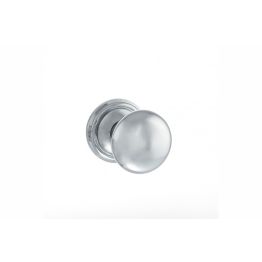Old English Harrogate Solid Brass Mushroom Mortice Knob on Concealed Fix Rose - Polished Chrome