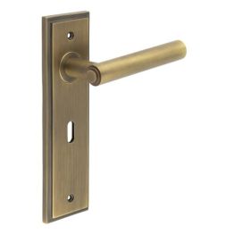 Richmond Door Handle Lock Backplate Antique Brass - By Frelan Hardware - BUR45KIT9