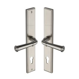 Heritage Brass Multi-Point Door Handle Lever Lock Colonial RH Design Satin Nickel finish