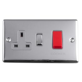 Eurolite Enhance Decorative 45Amp Switch with a socket Polished Chrome