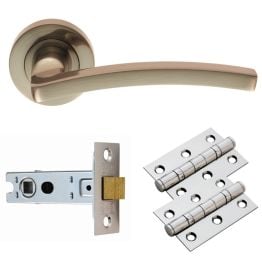 Tavira Lever On Rose Latch Pack - Satin Nickel