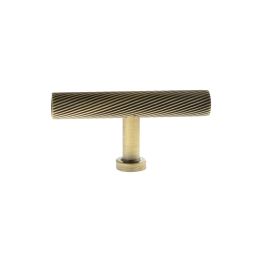 Millhouse Brass Paddington Spiral T-Bar Cabinet Knob Handle - Antique Brass