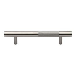 Heritage Brass Door Pull Handle Bar Knurled Design 305mm Satin Nickel Finish