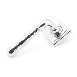 Pol. Chrome Hammered Newbury Lever on Rose Set (Square)