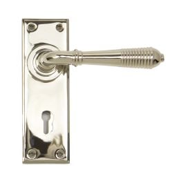 Polished Nickel Reeded Lever Lock Set