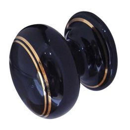 Jedo Porcelain Cupboard Knobs 33mm Goldline Black - By Frelan Hardware - JC75