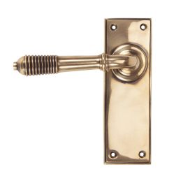 Polished Bronze Reeded Lever Latch Set