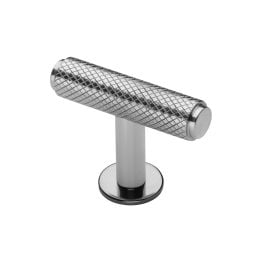 Heritage Brass Cabinet Knob Knurled T-Bar Design with Rose 45mm Polished Chrome finish