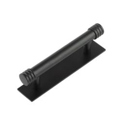 Hoxton Sturt Cabinet Handles 96mm Ctrs Plain Backplate Matt Black - By Frelan Hardware - HOX-450MB-5050MB